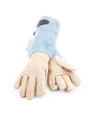 Leather and suede  gardening gloves