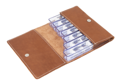Leather pill organiser