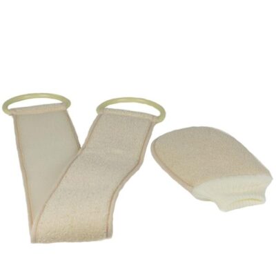 Flannel bath strap & wash mitt