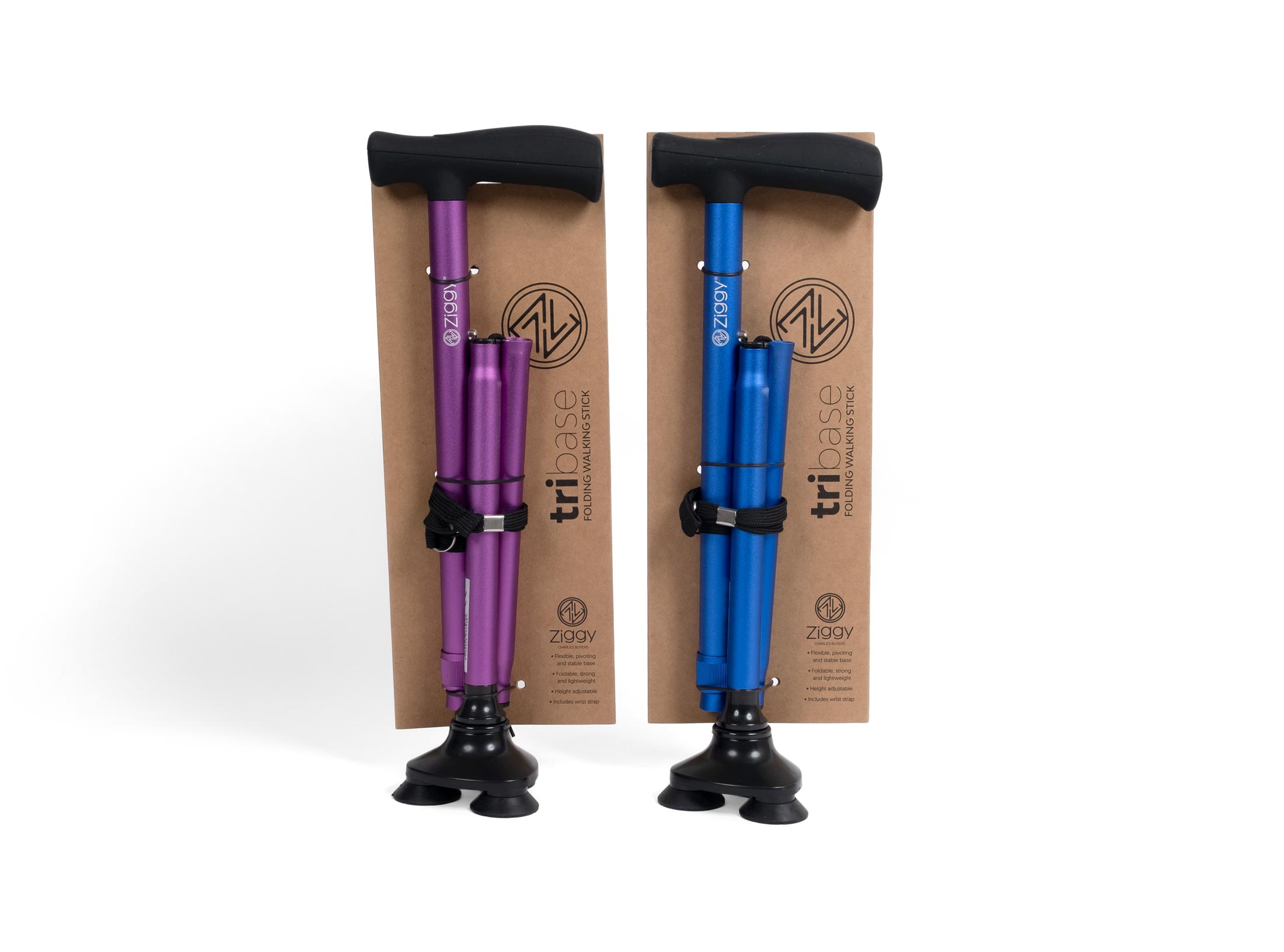 Tri-base folding walking stick
