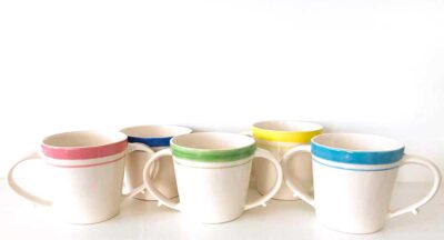 Hand thrown two handle mugs